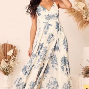 Lulu’s elegantly inclined maxi wrap dress- small NWOT